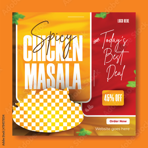 Chicken masala recipe ads promotional social media post template design 