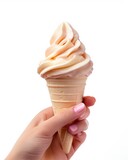 hand of a woman holding an ice cream, isolated white background