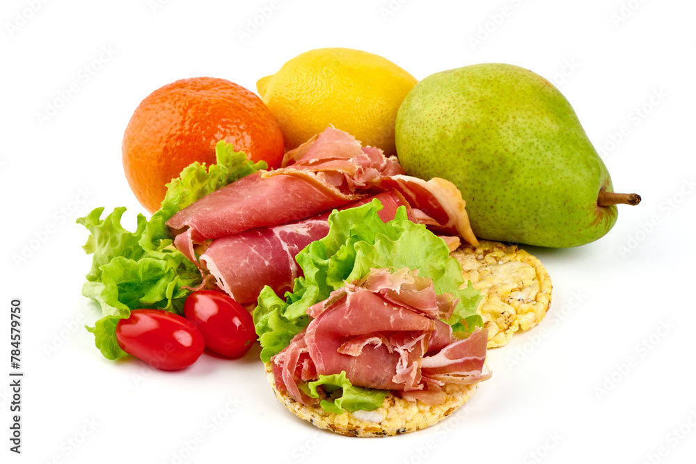 Jamon, jerked meat, isolated on white background. High resolution image. Jamon, jerked meat, isolated on white background. High resolution image.