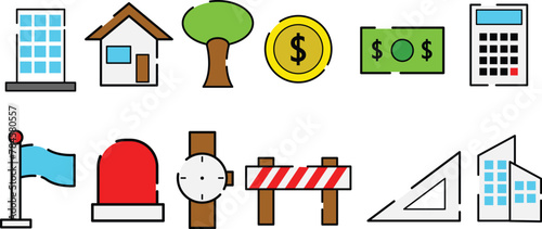 Building icon set vector for bussines