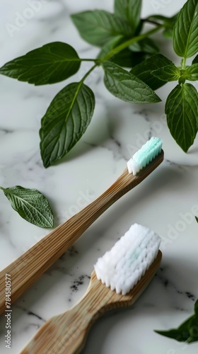 Developing a new ecofriendly toothpaste, green, innovative, fresh photo