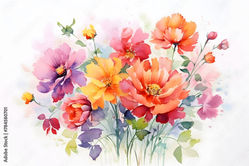 Obraz premium Watercolor floral isolated on white background