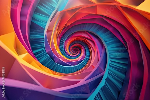 3D geometric vortex spiraling inward photo