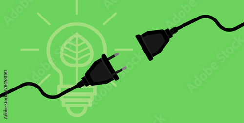 Plug and socket, electricity, green energy, eco energy - banner, background - vector illustration