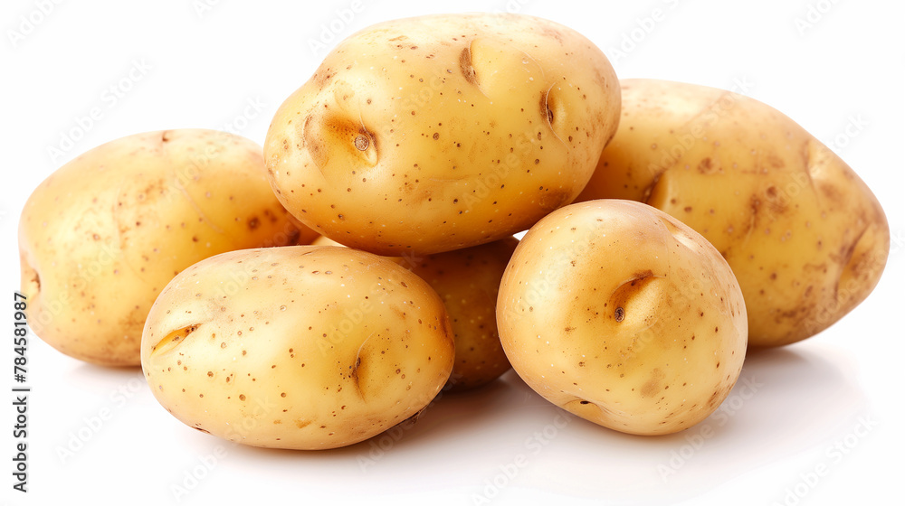 unpeeled raw potatoes on white background unpeeled raw potatoes on white background