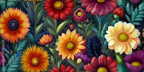 colorful flowers background © Saim