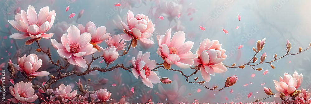 Enchanting Magnolia Blossoms - A Soft Pink and Violet Spectacle Enchanting Magnolia Blossoms - A Soft Pink and Violet Spectacle