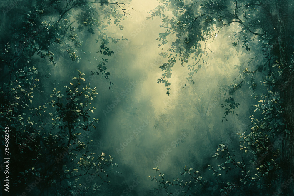 Dark Embrace of Emerald Trees: A Mesmerizing Oil Painting Dark Embrace of Emerald Trees: A Mesmerizing Oil Painting