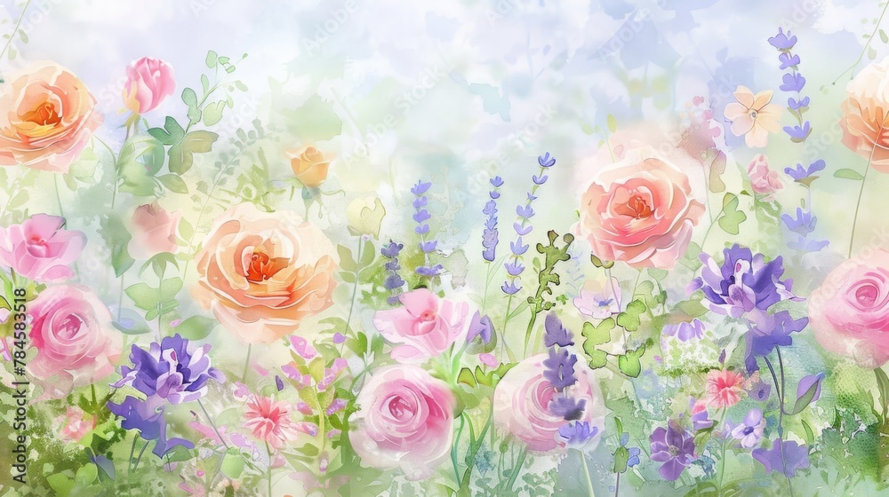 Pastel Watercolor Garden: Roses, Wildflowers, and Artistic Blossoms