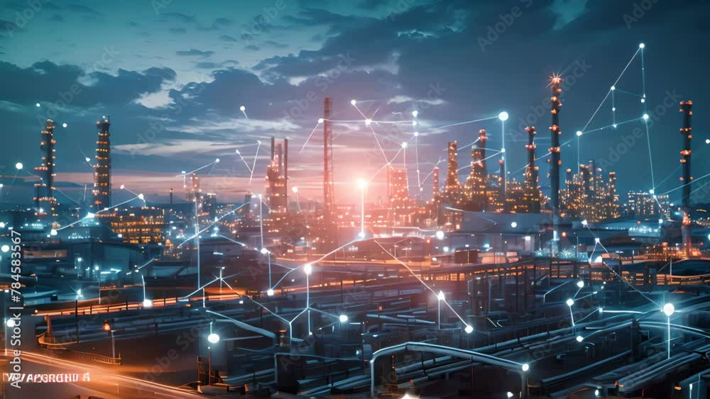 Network Or Factory Vidéo Stock factory, communication network. Telecommunication. IoT ...