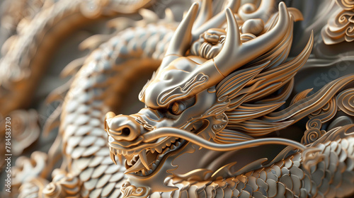 Illustrator golden dragon in the Chinese style, Generative AI