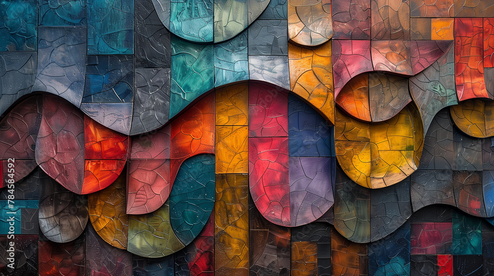 Abstract shapes converge, forming a mosaic of untold stories waiting to be discovered Abstract shapes converge, forming a mosaic of untold stories waiting to be discovered