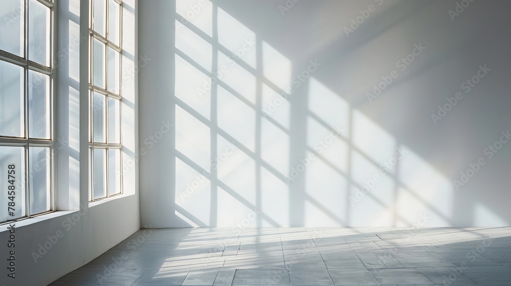 A bare window frame letting in a flood of natural light, casting geometric patterns on an otherwise empty floor, a celebration of light and space. A bare window frame letting in a flood of natural light, casting geometric patterns on an otherwise empty floor, a celebration of light and space.