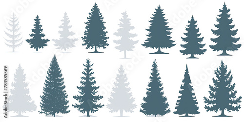 Tree cut out white background  multiple trees shapes patterns graphic resource nature woodland  generated ai