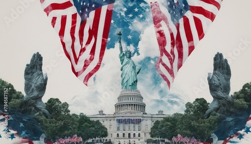 American Independence Day. independence of the USA. holidays in America. the flag of the USA. statue of liberty. American freedom. The American Dream photo