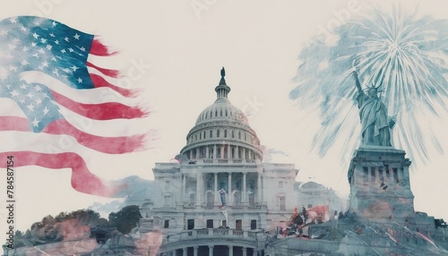 American Independence Day. independence of the USA. holidays in America. the flag of the USA. statue of liberty. American freedom. The American Dream photo