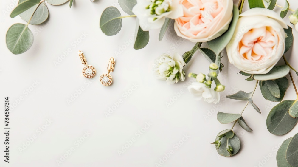 Creamy pink flower bouquet on white background space for text. wedding greeting cards, mother's day, birthdays Creamy pink flower bouquet on white background space for text. wedding greeting cards, mother's day, birthdays