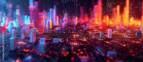 Luminous Metropolis A Captivating Cityscape of Technological Brilliance and Dynamism