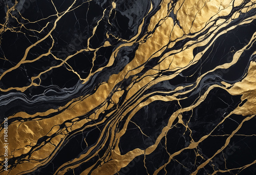 Black and gold marble design for graphics use, perfect for creating an atmospheric background or backdrop