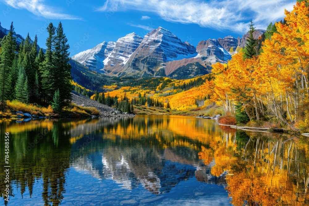 A scenic landscape with vibrant autumn colors. A scenic landscape with vibrant autumn colors.