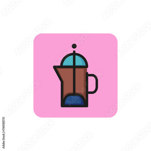 Line icon of coffeepot. Drink, beverage, home coffee. Coffee concept. Can be used for topics like food and drink, unhealthy eating, domestic life