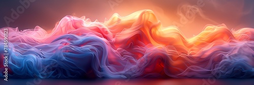 Abtract, intersecting arcs of light, makro, vivid tones of green and pink purple black, on a backdrop of swirling pastels, silky and smooth surface photo