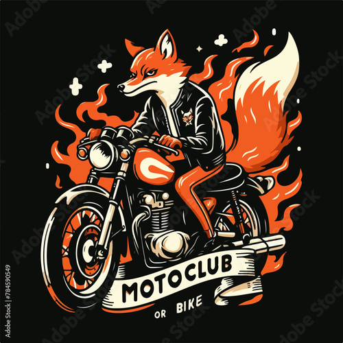 Fox Riding motorcycle vector illustration © Aryasakti