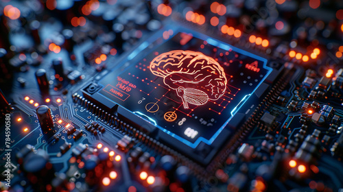 Neural network brain interface on circuit board.