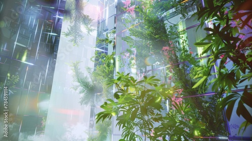 Vibrant Urban Jungle  Futuristic Cityscape Meets Lush Greenery