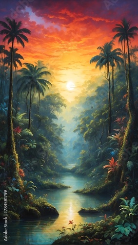 Traumhaftes Gemälde - Tropischer Wald - Stimmungsvoll photo