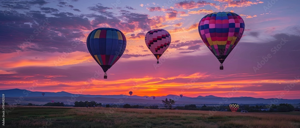 Obraz premium Colorful hot air balloons rising at dawn