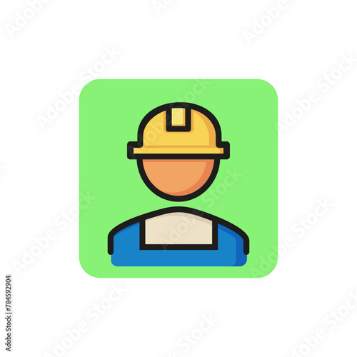 Line icon of worker. Engineer, builder, repairman. Construction concept. Can be used for topics like business, service, job