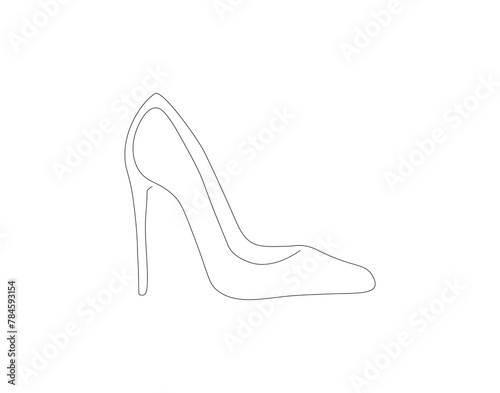 Continuous line drawing of high heel. One line of high heels. female elegant shoe concept continuous line art. Editable outline