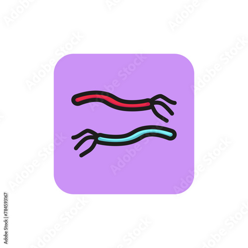 Icon of e. coli bacteria. Chromosome, microbe, epidemic. Research concept. Can be used for topics like virus, scientific discovery, biology