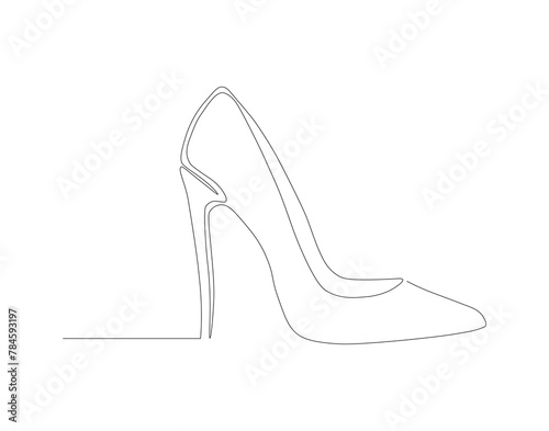 Continuous line drawing of high heel. One line of high heels. female elegant shoe concept continuous line art. Editable outline