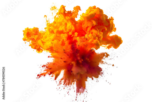 Dynamic orange and red color explosion on white background.