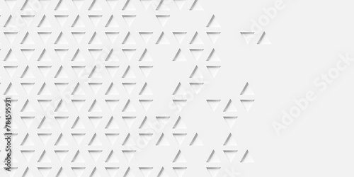Inset cut-out white triangle grid geometrical background wallpaper banner pattern fade out with copy space