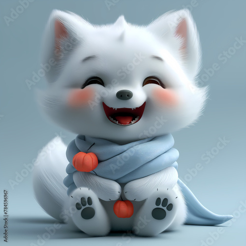 A cute and happy baby wolf 3d illustration © enesdigital