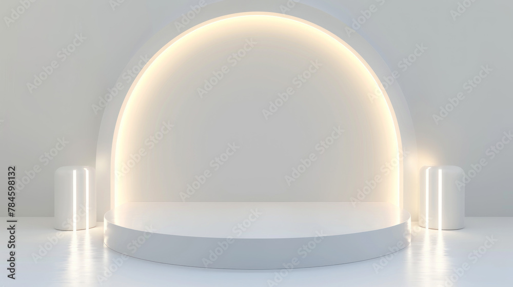 Neon White Light Circle in Ramadan White Background Neon White Light Circle in Ramadan White Background