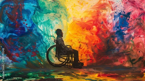 ELDERLY PERSON IN WHEELCHAIR with background of