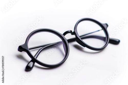 Eyeglasses Isolated. Black Frame Eyeglasses on White Background with Copy Space