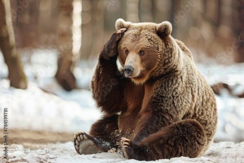 Wallpaper Mural bear sitting with his paw on his head as if in despair Torontodigital.ca