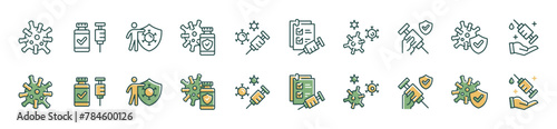virus vaccine icon vector set coronavirus immunity medicine syringe health vaccination injection line signs illustration for web and app