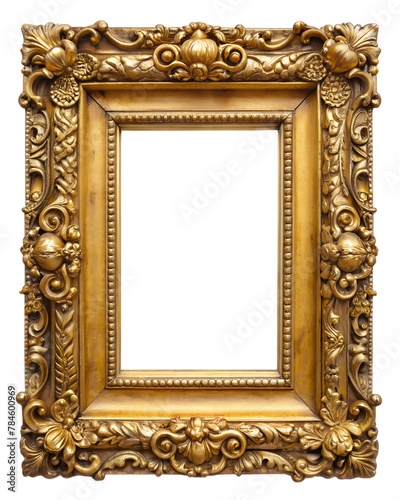 Obraz na płótnie Luxury Antique Frame, Ornate Gold Carving, Isolated Background w salonie