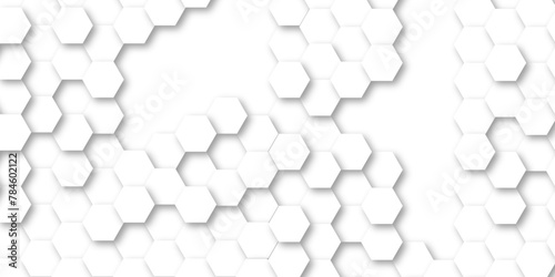 Abstract white background with hexagonal shapes. white paper texture and futuristic business . Seamless background. Abstract honeycomb background. Surface polygon pattern with digital hexagon. © Chip Kidd