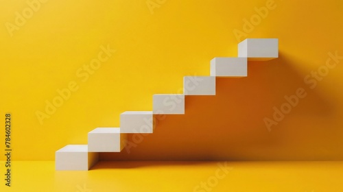 White stairs and yellow background.