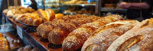 Bread Loafs. Assorted Bakery Products Featuring Fresh Breads and Breakfast Rolls