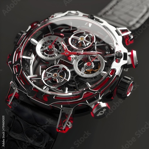 Intricately Designed Transparent Mechanical Timepiece with Exposed Gears and Precision Engineering