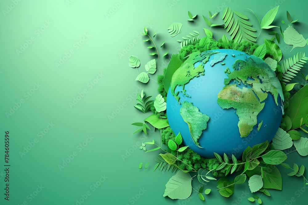 A blue and green eco Earth globe. Generative AI A blue and green eco Earth globe. Generative AI