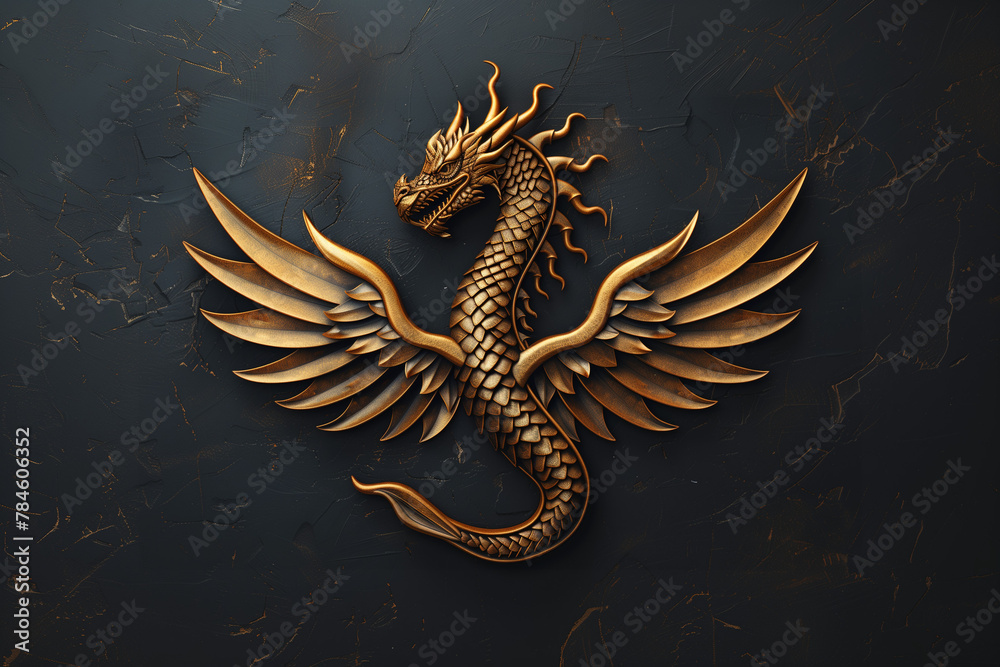 Obraz premium Stylized Dragon Symbol with Wings